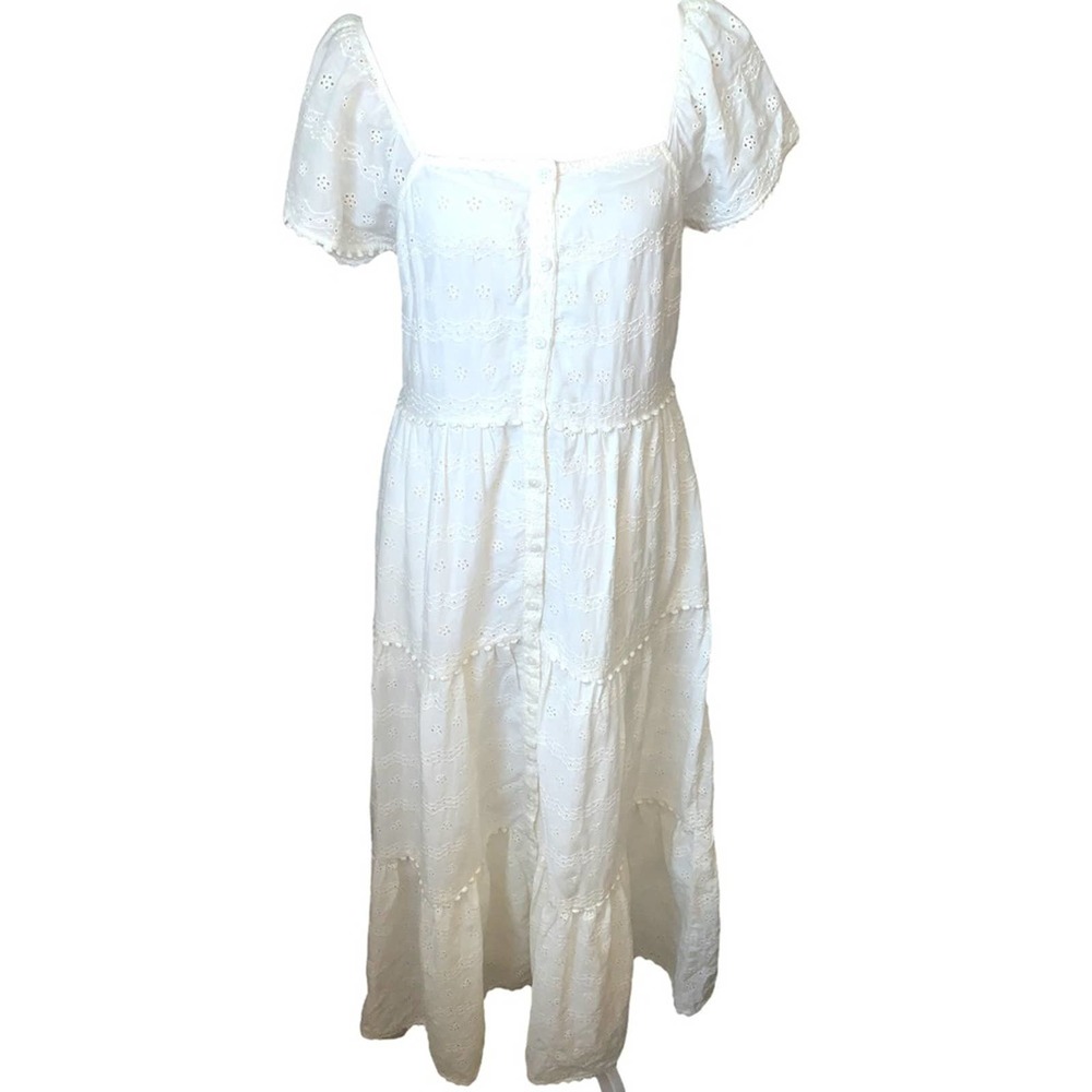 EUC Anthropologie Othilia Livienne Eyelet Maxi Dress in Ivory White Size 4 - Picture 2 of 7